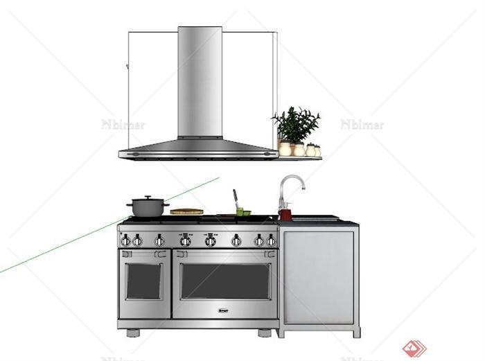 现代某常见厨房设施设计SU模型[原创]