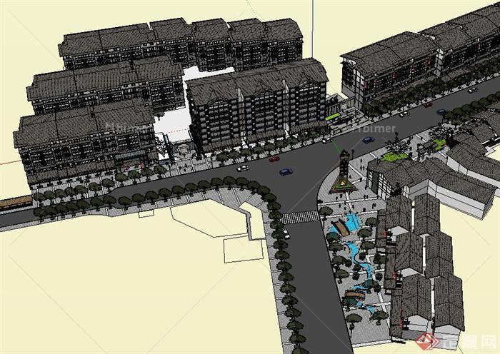 某城市建筑规划设计SU模型2