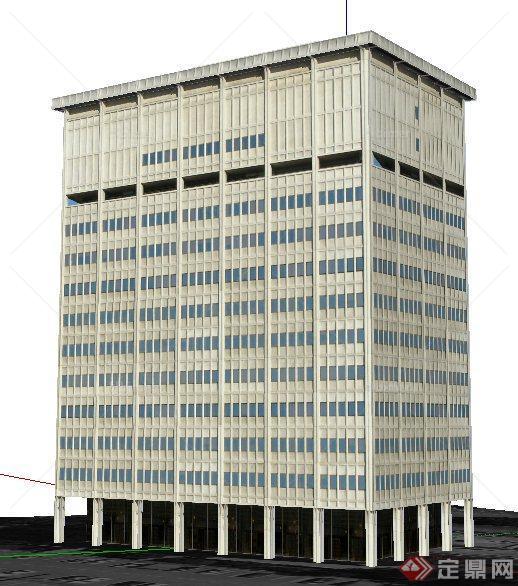 现代风格某栋高层办公建筑设计SU模型