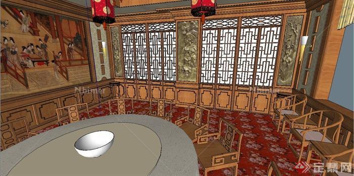 古典中式宴会厅设计SU模型