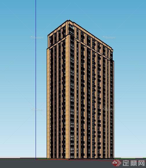 独栋高层公寓建筑设计su模型[原创]