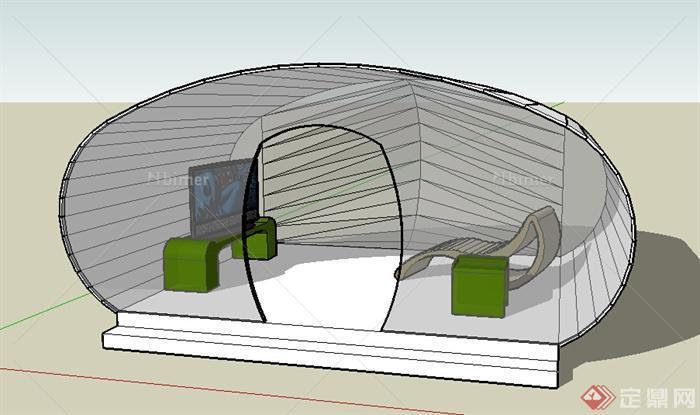 某园林室外特色休息室设计SU模型