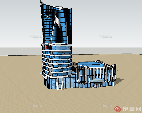 某现代高层商业建筑设计模型素材SU