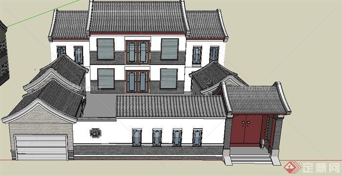 某中式风格私人住宅建筑设计su模型