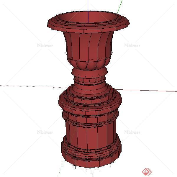 一个3D圆柱喇叭形花钵SU模型素材