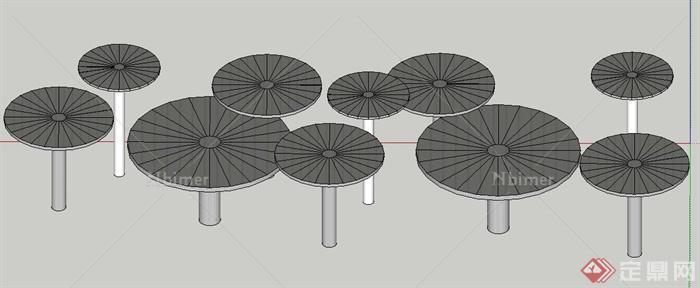 园林景观节点铁艺伞形小品设计SU模型