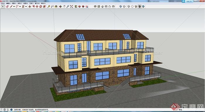 某多层住宅建筑设计SU模型素材