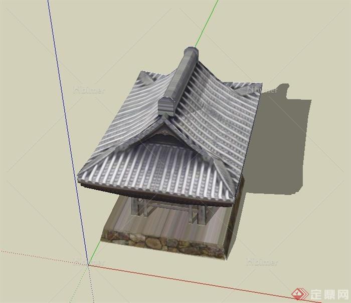 古典中式钟塔建筑设计SU模型