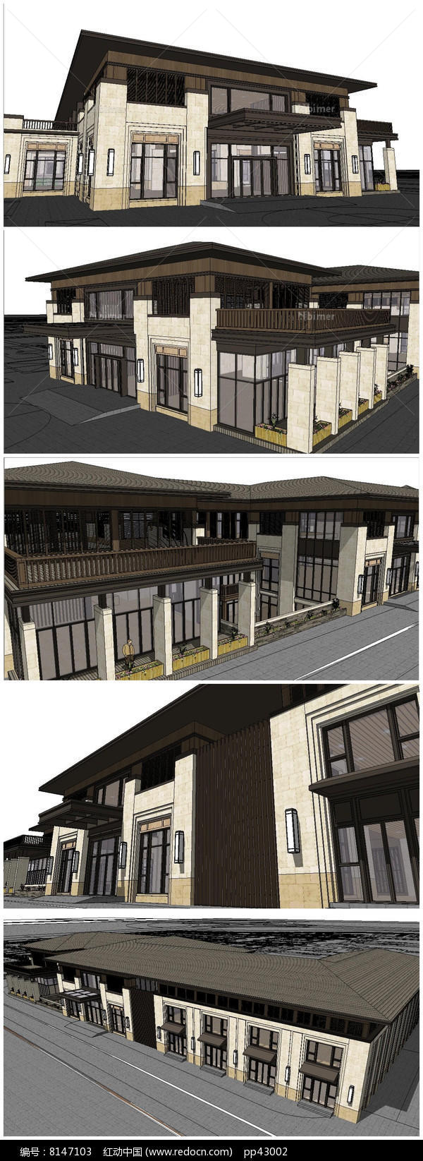 法式风格会所建筑SU模型