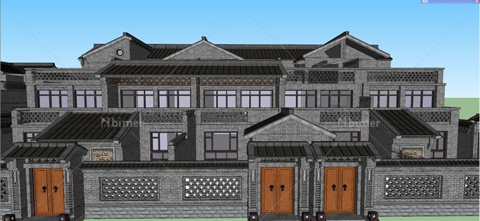 古典中式住宅院落建筑设计su模型[原创]
