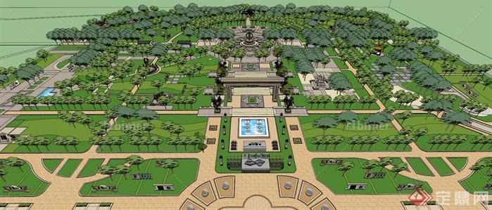 某现代风格主题公园景观规划设计SU模型