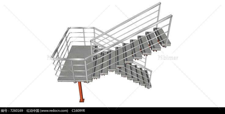 现代工业风楼梯su模型