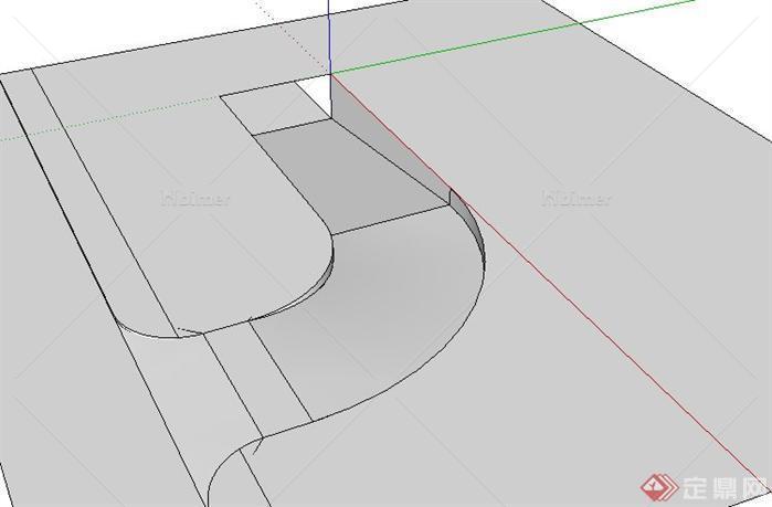 地下车库入口设计SketchUp(SU)3D简模