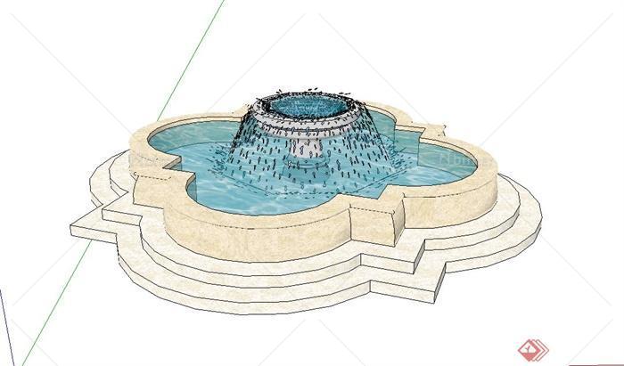 欧式喷泉水池设计su模型[原创]