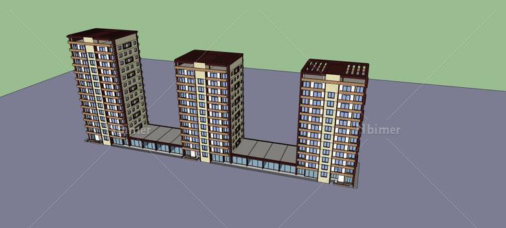 现代商业住宅楼(80354)su模型下载