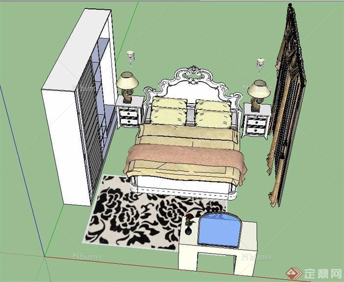 现代某室内卧室家具设计SU模型