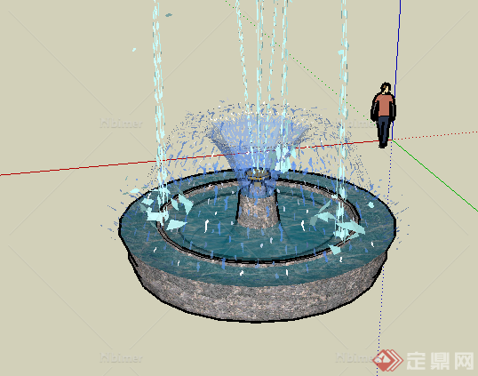 某欧式风格圆形水景喷泉设计SU模型素材4