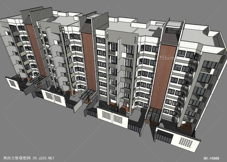 高层建筑a高层住宅 su模型 3d