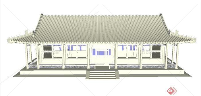 古典中式单层寺庙文化建筑设计SU模型