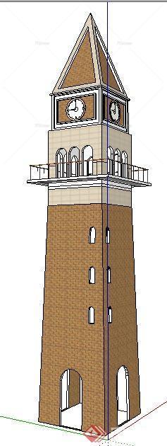 简欧风格尖顶钟楼设计su模型