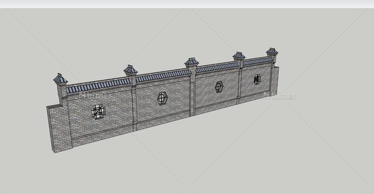 中式围墙(74187)su模型下载