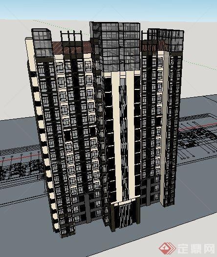 现代高层住宅楼建筑设计su精品模型[原创]