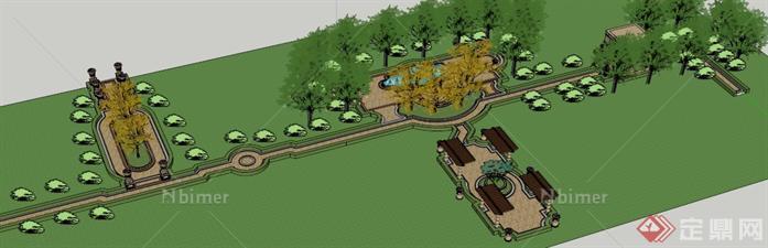 某巴洛克风格小公园景观设计su模型
