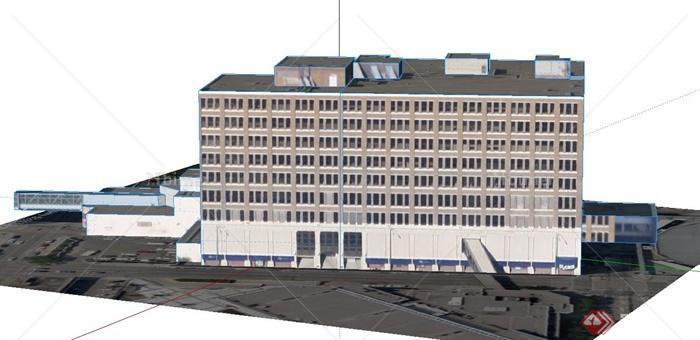 现代某八层郊外办公建筑设计SU模型