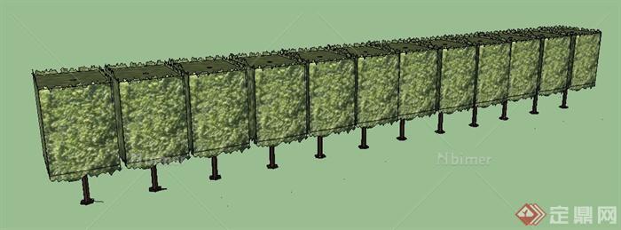 一排园林景观树SU模型