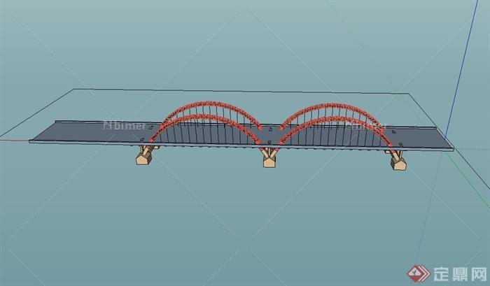 某现代风格交通过河大桥设计su模型[原创]