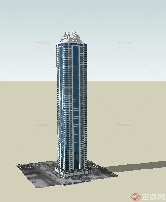 现代某方形高层行政办公楼建筑设计SU模型