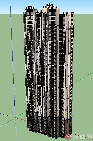 新古典风格高层住宅楼建筑Su单体模型[原创]