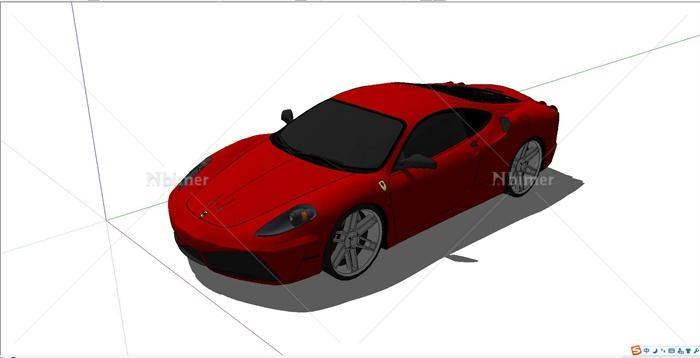 交通工具红色法拉利跑车设计SU模型