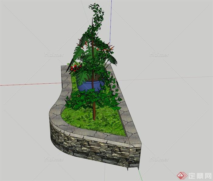 某花坛花池设计su模型