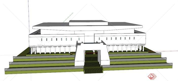 某现代两层博物馆建筑设计SU模型