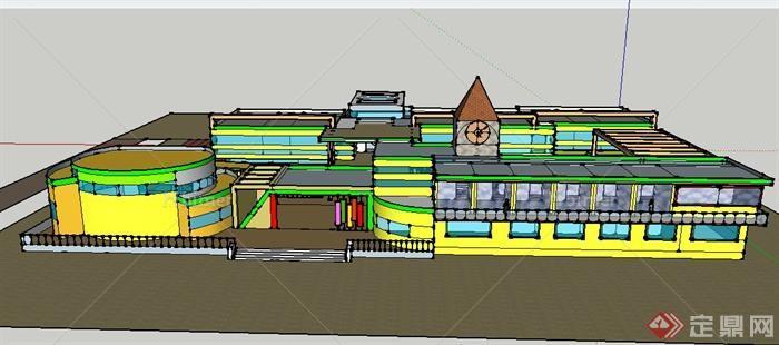 某现代小学教学楼建筑设计SU模型