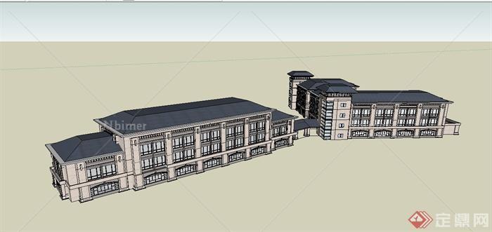 某地多层度假酒店建筑设计SU模型