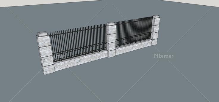 围墙护栏(73084)su模型下载