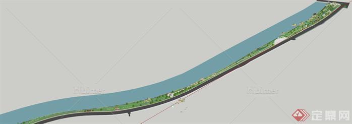 某现代滨河公园景观设计方案SU 模型