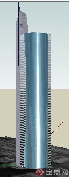 一栋现代高层办公大厦建筑设计su模型