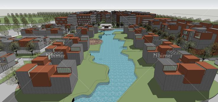 现代风格多层住宅区规划设计方案sketchup模型