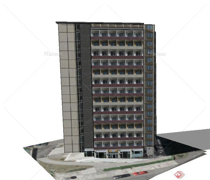 某13层口琴式学生宿舍建筑设计SU模型