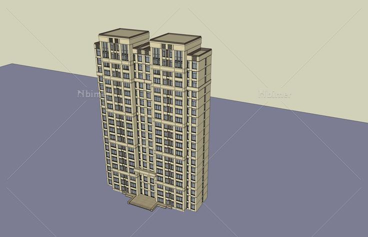 简欧风格高层住宅楼(41259)su模型下载