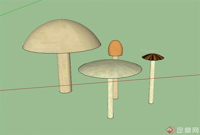 某蘑菇模型素材设计 SU模型