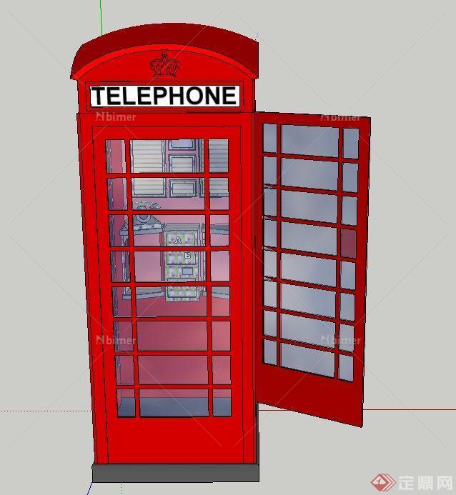红色电话亭设计SU模型