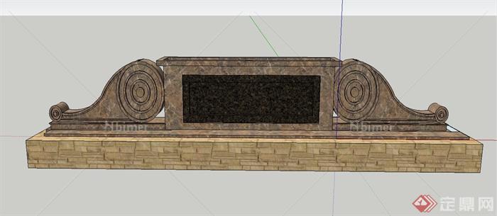 园林景观节点景墙标志墙设计SU模型