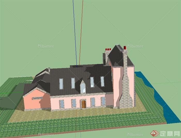 某组合式四合院住宅建筑设计SU模型