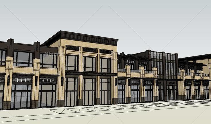 新古典入口+沿街商业街建筑模型(140149)su模型下