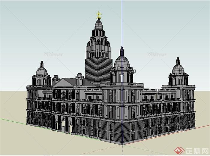 欧式风格有材质无贴图会所建筑设计su模型[原创]