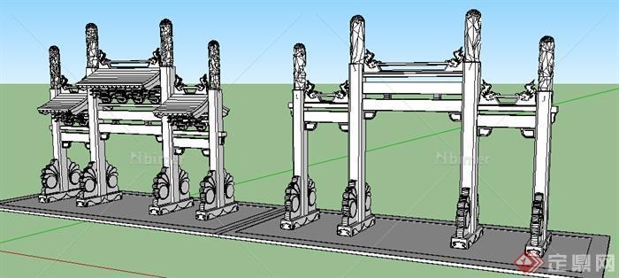 园林景观之牌坊设计方案su模型3